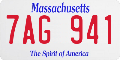 MA license plate 7AG941