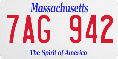 MA license plate 7AG942