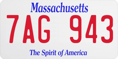 MA license plate 7AG943
