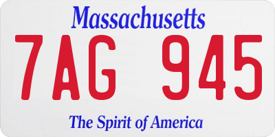 MA license plate 7AG945