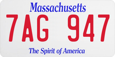 MA license plate 7AG947