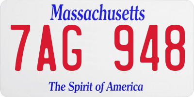MA license plate 7AG948