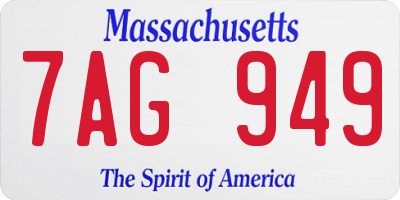 MA license plate 7AG949
