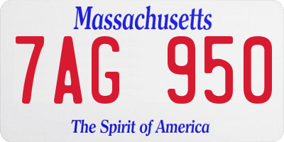 MA license plate 7AG950