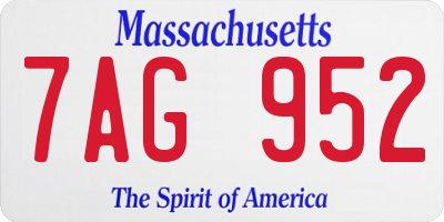 MA license plate 7AG952