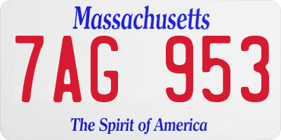 MA license plate 7AG953