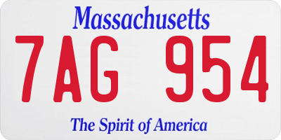 MA license plate 7AG954