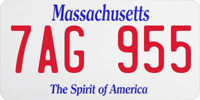 MA license plate 7AG955