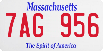 MA license plate 7AG956
