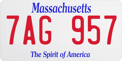 MA license plate 7AG957
