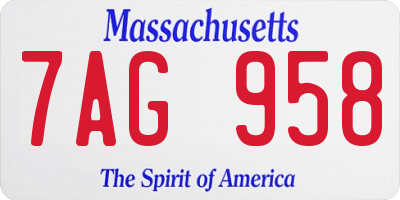 MA license plate 7AG958