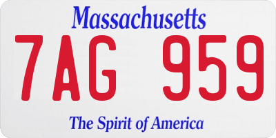 MA license plate 7AG959