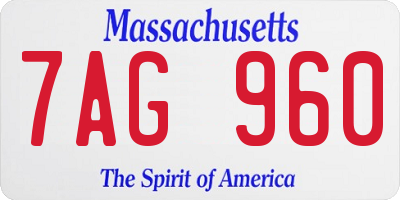 MA license plate 7AG960