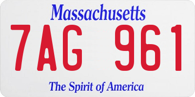 MA license plate 7AG961