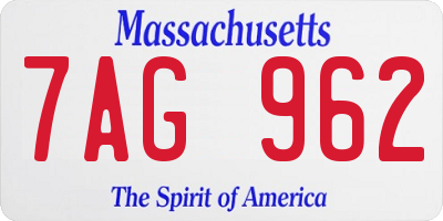 MA license plate 7AG962