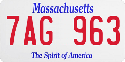 MA license plate 7AG963