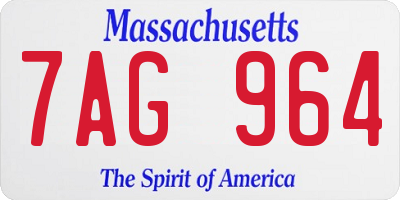 MA license plate 7AG964
