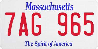 MA license plate 7AG965