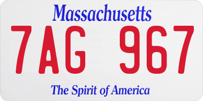 MA license plate 7AG967