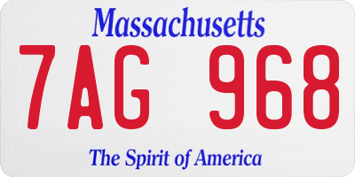 MA license plate 7AG968