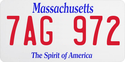 MA license plate 7AG972
