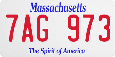 MA license plate 7AG973