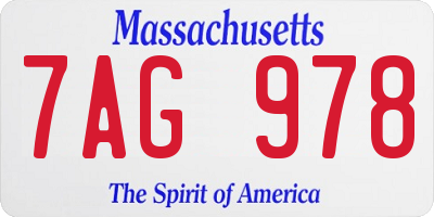MA license plate 7AG978
