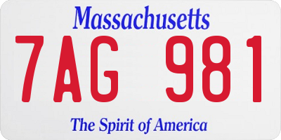 MA license plate 7AG981