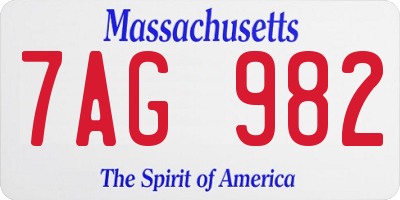 MA license plate 7AG982