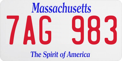 MA license plate 7AG983