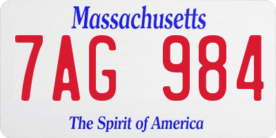 MA license plate 7AG984