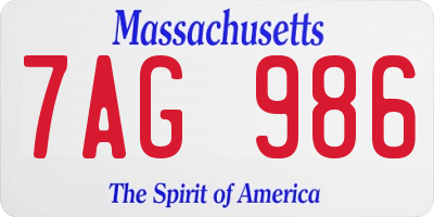 MA license plate 7AG986