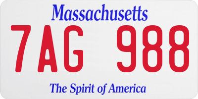 MA license plate 7AG988