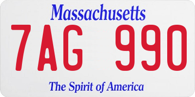 MA license plate 7AG990