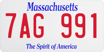 MA license plate 7AG991
