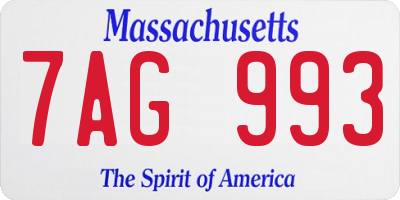 MA license plate 7AG993