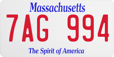 MA license plate 7AG994