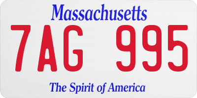 MA license plate 7AG995