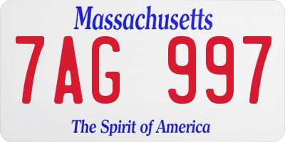 MA license plate 7AG997