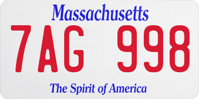 MA license plate 7AG998