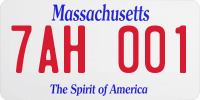 MA license plate 7AH001
