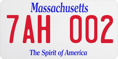 MA license plate 7AH002