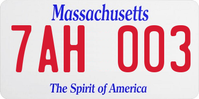 MA license plate 7AH003
