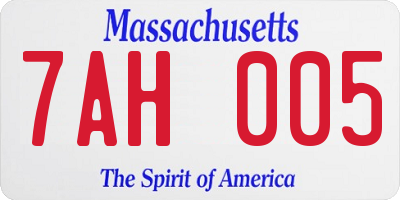 MA license plate 7AH005