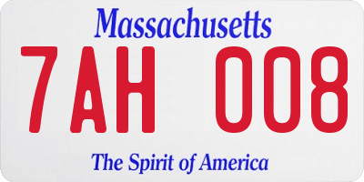 MA license plate 7AH008