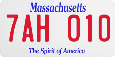 MA license plate 7AH010