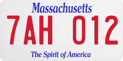 MA license plate 7AH012