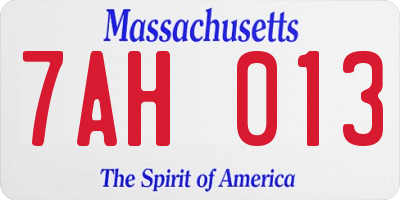MA license plate 7AH013