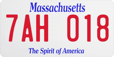 MA license plate 7AH018