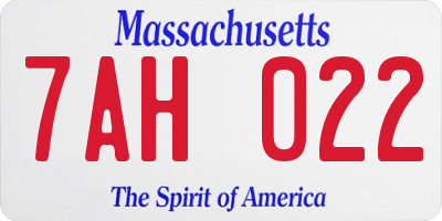 MA license plate 7AH022